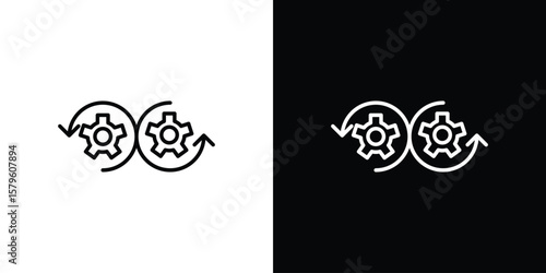 Devops icon vector symbols pack in black and white lines