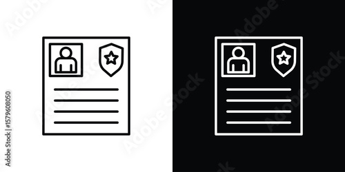 Criminal record icon vector symbols pack in black and white lines