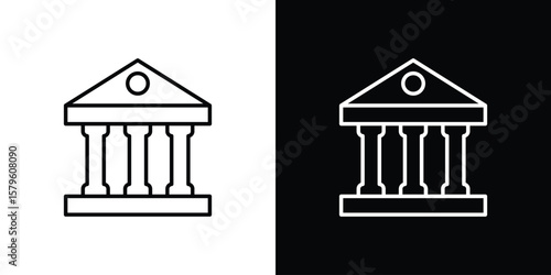 Courthouse icon vector symbols pack in black and white lines