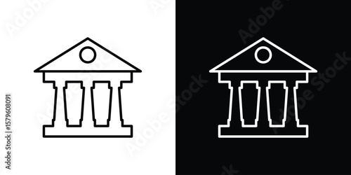 Courthouse icon vector symbols pack in black and white lines