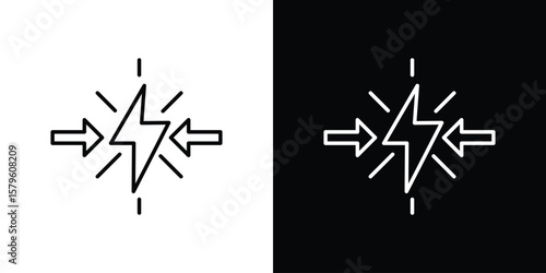 Conflict icon vector symbols pack in black and white lines