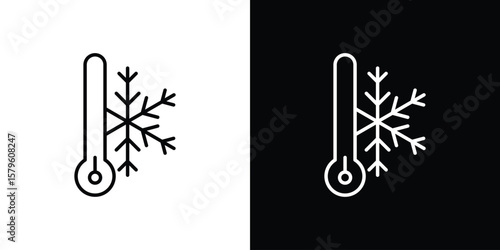 Cold icon vector symbols pack in black and white lines