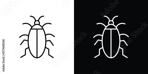 Cockroach icon vector symbols pack in black and white lines