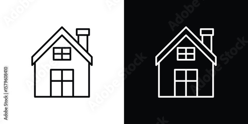 Chalet icon vector symbols pack in black and white lines