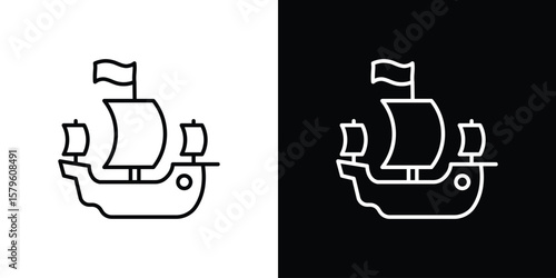 Caravel icon vector symbols pack in black and white lines
