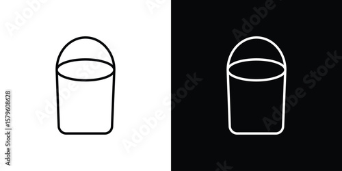 Bucket icon vector symbols pack in black and white lines