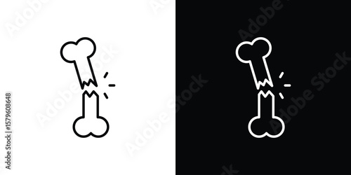 Broken bone icon vector symbols pack in black and white lines