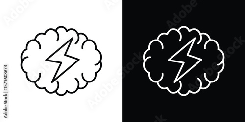 Brainstorm icon vector symbols pack in black and white lines
