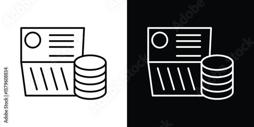 Bankbook icon vector symbols pack in black and white lines