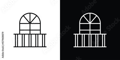 Balcony icon vector symbols pack in black and white lines