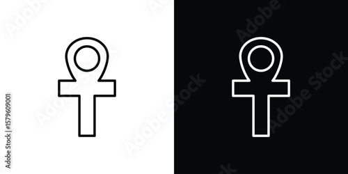 Ankh icon vector symbols pack in black and white lines