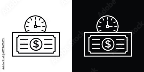 Annuity icon vector symbols pack in black and white lines