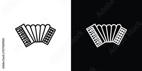 Accordion icon vector symbols pack in black and white lines