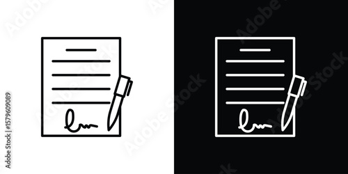 Agreement icon vector symbols pack in black and white lines