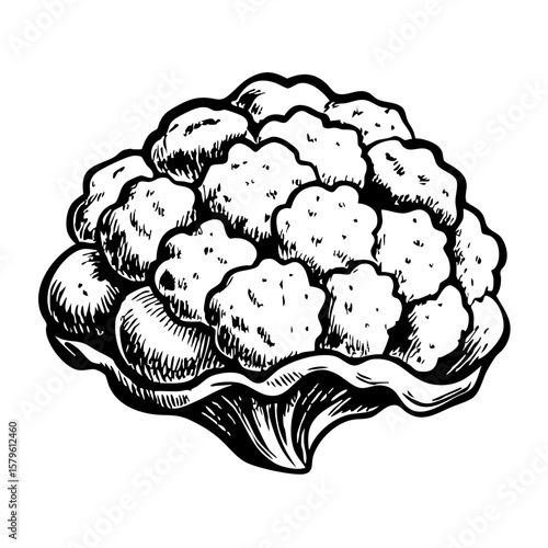 Vintage sketch of a cauliflower in detailed line art style  