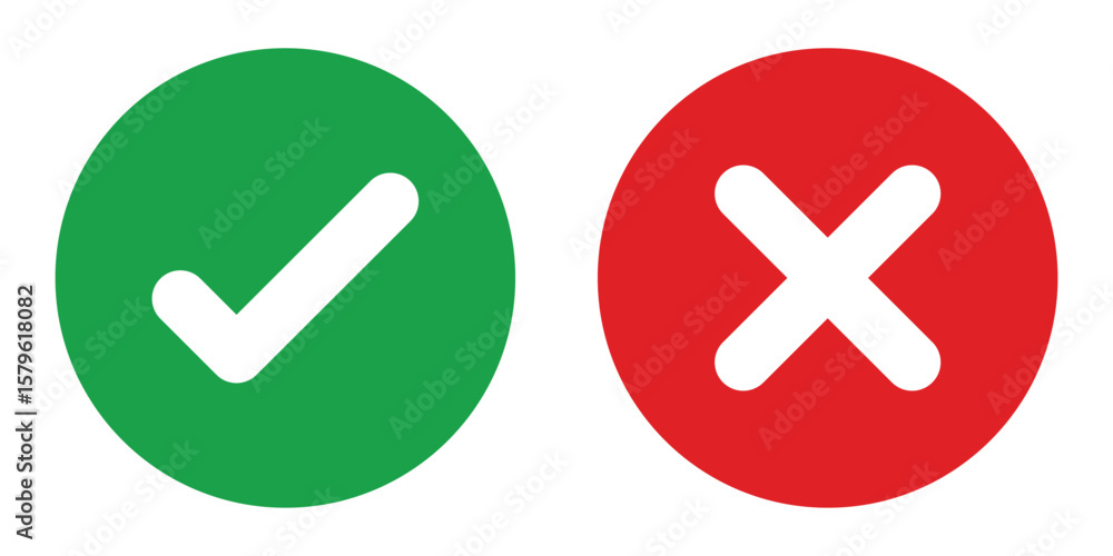 Obraz premium Check mark and cross mark icons