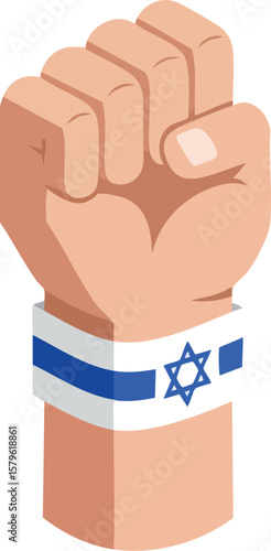 Fist with Israel flag wristband symbolizing strength and unity in support of Israel vector illustration