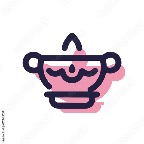 Minimalistic festive Navratri jewelry icon features intricate designs in pastel garnet shadow on white background, concept of celebration and tradition.