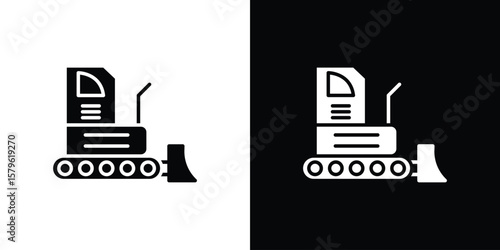 Bulldozer icon collection. Flat illustration of vector icon