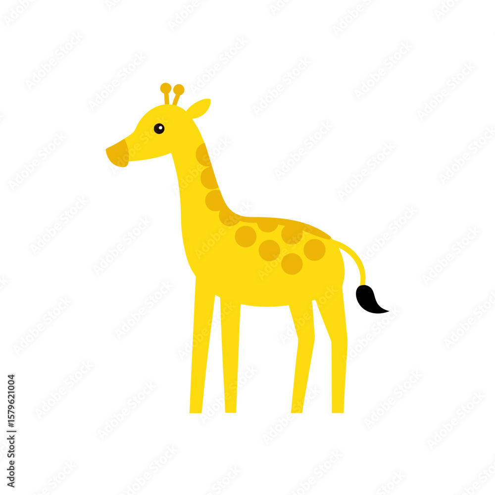 Fototapeta premium Cute giraffe baby animal themed Line Art Vector illustration