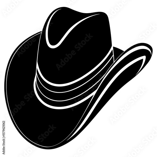 Cowboy hat vector, a modern cowboy hat art design, black vector of a hat, simple cowboy hat art, a cowboy hat isolated
