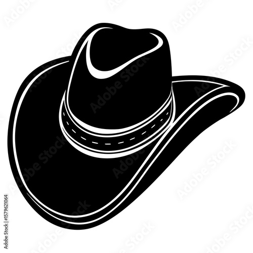 Cowboy hat vector, a modern cowboy hat art design, black vector of a hat, simple cowboy hat art, a cowboy hat isolated