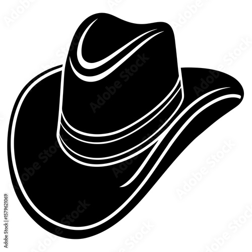 Cowboy hat vector, a modern cowboy hat art design, black vector of a hat, simple cowboy hat art, a cowboy hat isolated