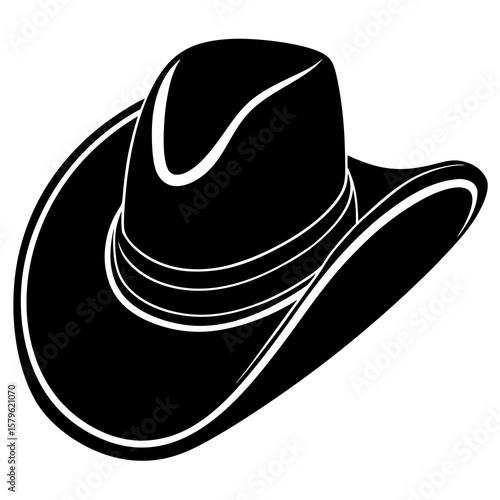 Cowboy hat vector, a modern cowboy hat art design, black vector of a hat, simple cowboy hat art, a cowboy hat isolated