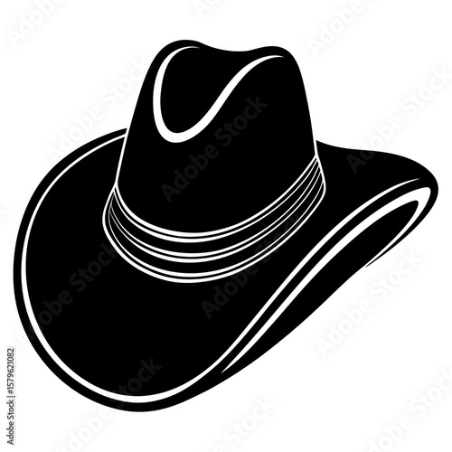 Cowboy hat vector, a modern cowboy hat art design, black vector of a hat, simple cowboy hat art, a cowboy hat isolated