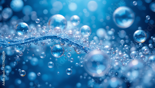 Wallpaper Mural 3D image water drops on a glass, macro, blue, rain, air, texture, wet, soap, wallpaper, nature, transparent, drops, fresh, clean, illustration.  Torontodigital.ca