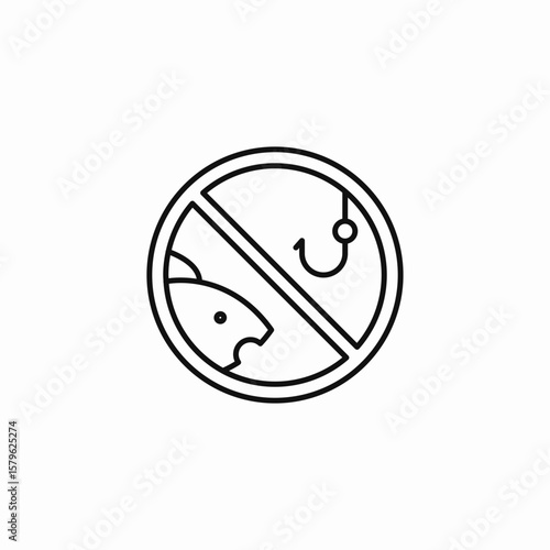 fishing restricted icon sign vector