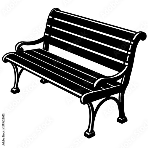 Park bench vector, a park bench art design, vector of a park bench, park bench art, a bench isolated