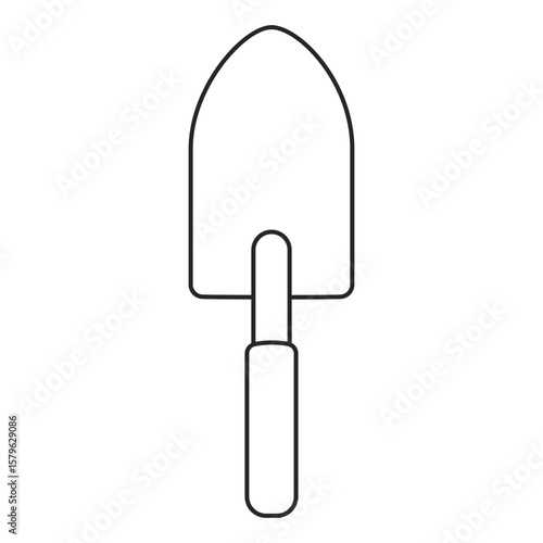 Hand trowel gardening tool in an outline vector icon