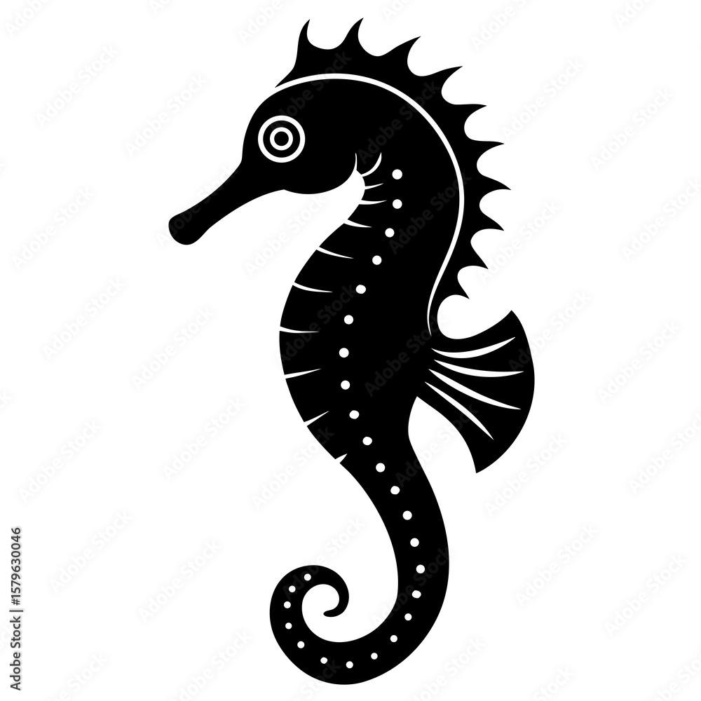 Obraz premium Seahorse icon vector, a Seahorse silhouette, Vector of Seahorse art, Seahorse black silhouette vector isolated