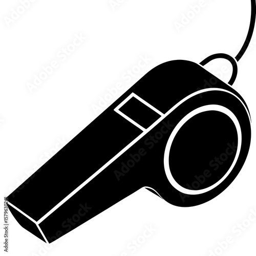 Whistle icon vector, a whistle silhouette, Vector of whistle art, whistle black silhouette vector isolated