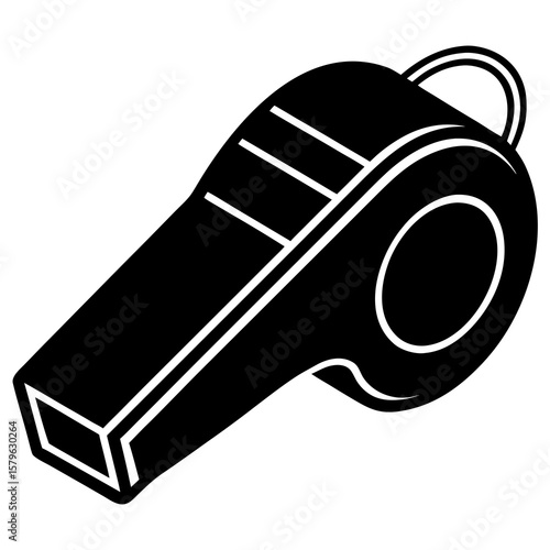 Whistle icon vector, a whistle silhouette, Vector of whistle art, whistle black silhouette vector isolated