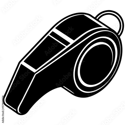 Whistle icon vector, a whistle silhouette, Vector of whistle art, whistle black silhouette vector isolated