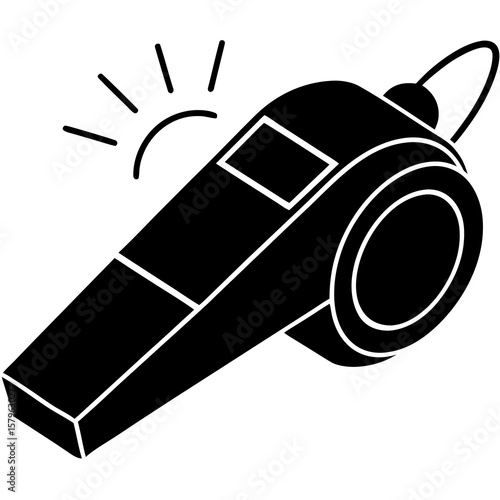 Whistle icon vector, a whistle silhouette, Vector of whistle art, whistle black silhouette vector isolated