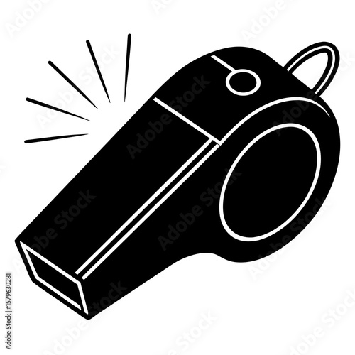 Whistle icon vector, a whistle silhouette, Vector of whistle art, whistle black silhouette vector isolated