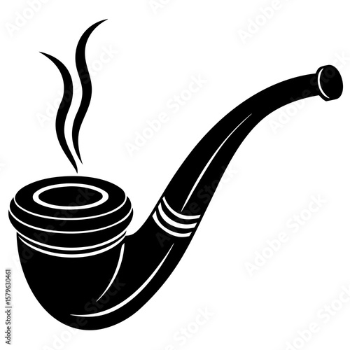 Smoking pipe icon vector, a Smoking pipe silhouette, Vector of Smoking pipe art, Smoking pipe black silhouette vector isolated