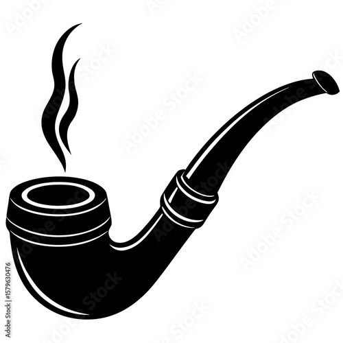 Smoking pipe icon vector, a Smoking pipe silhouette, Vector of Smoking pipe art, Smoking pipe black silhouette vector isolated