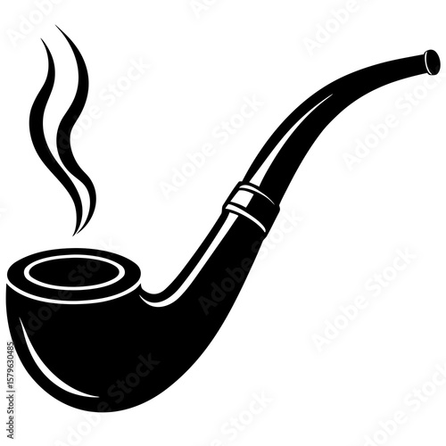 Smoking pipe icon vector, a Smoking pipe silhouette, Vector of Smoking pipe art, Smoking pipe black silhouette vector isolated