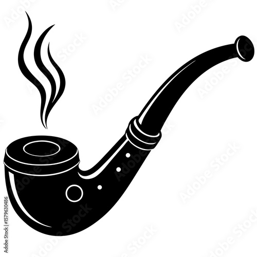 Smoking pipe icon vector, a Smoking pipe silhouette, Vector of Smoking pipe art, Smoking pipe black silhouette vector isolated