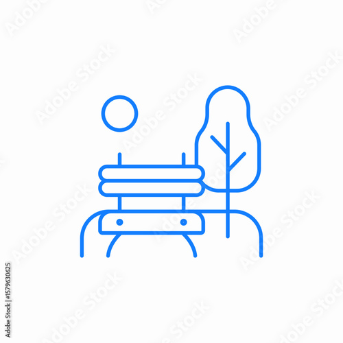 park bench tree icon sign vector