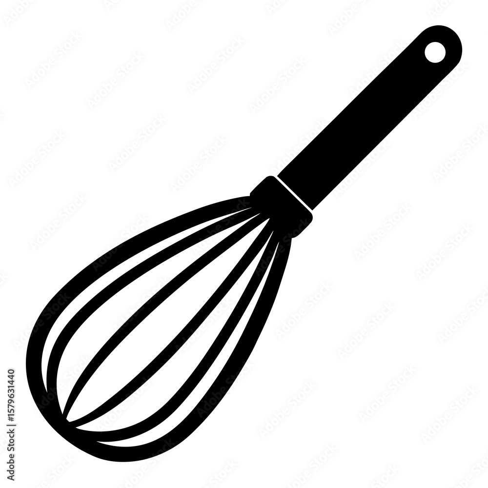 Fototapeta premium Whisk icon vector, a Whisk silhouette, Vector of Whisk art, Whisk black silhouette vector isolated