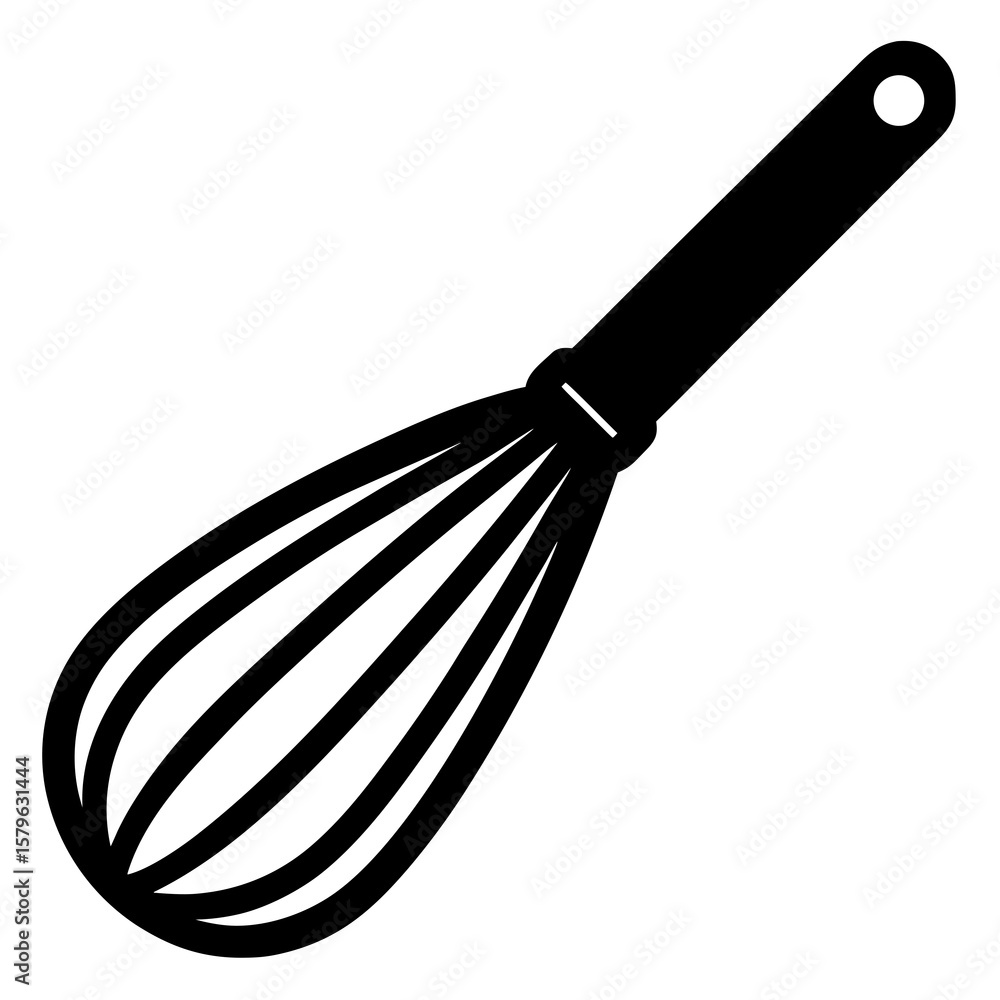 Fototapeta premium Whisk icon vector, a Whisk silhouette, Vector of Whisk art, Whisk black silhouette vector isolated