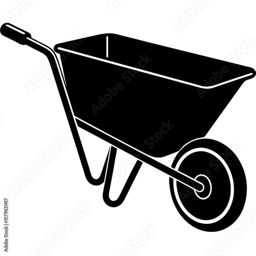 Wheelbarrow icon vector, a Wheelbarrow silhouette, Vector of Wheelbarrow art, Wheelbarrow black silhouette vector isolated