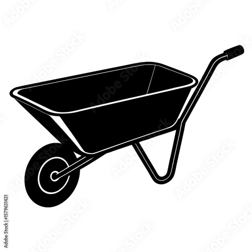 Wheelbarrow icon vector, a Wheelbarrow silhouette, Vector of Wheelbarrow art, Wheelbarrow black silhouette vector isolated