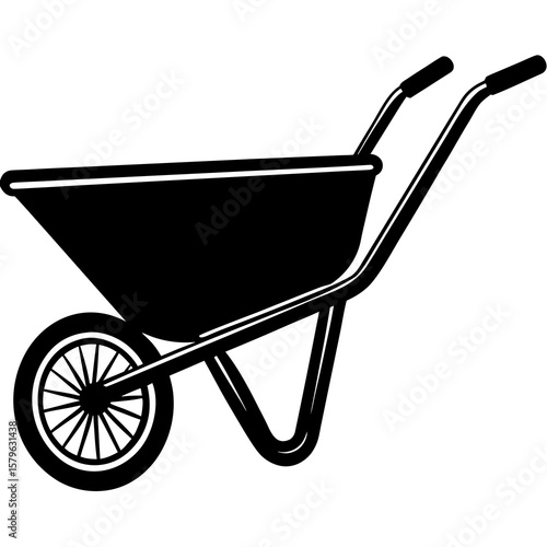 Wheelbarrow icon vector, a Wheelbarrow silhouette, Vector of Wheelbarrow art, Wheelbarrow black silhouette vector isolated