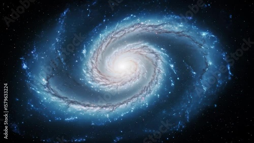 Captivating Spiral Galaxy Swirls with Brilliant Blue Hues and Countless Distant Stars Across the Vast Cosmic Expanse